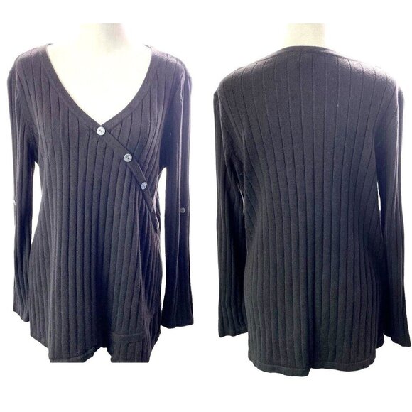 SOFT SURROUNDINGS Sweater Pullover Long Sleeve Button Accents Brown PM 5-32 - Picture 1 of 15